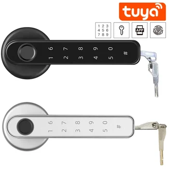 Приложение Tuya для управления дверными замками Биометрический блокиратор отпечатков пальцев Bluetooth Smart Entry Home Handle Разблокировка приложения Цифровой интеллектуальный замок