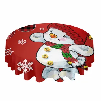 Рождественский Снеговик, снежинки, круглая скатерть, Водонепроницаемая крышка для стола для свадебной вечеринки, Праздничная скатерть для обеденного стола
