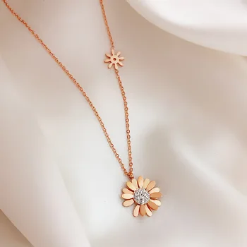 Роскошное модное ожерелье Little Daisy из титановой стали для женщин, Простая цепочка-ошейник, Темпераментная вечеринка, Юбилейный Ювелирный подарок