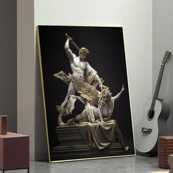 Скульптура Персея и Медузы, картина на холсте, настенное искусство для гостиной, Статуя Бога греческой мифологии, плакат, принты, роспись для домашнего декора