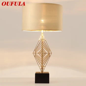 Современная Золотая настольная лампа OUFULA в скандинавском стиле Модная Гостиная Спальня Креативное светодиодное Полое Украшение Настольная лампа