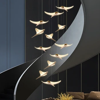 Современная люстра Seagull Светодиодная Двухуровневая мансардная лампа Лестничная люстра для гостиной, прихожей, лестничной клетки, люстра в скандинавском стиле для ресторана