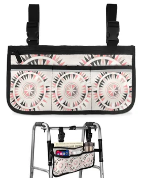 Сумка для инвалидной коляски с треугольным рисунком в виде Мандалы С карманами, подлокотники, боковые сумки, Прогулочная рама для электрического скутера, сумка для хранения