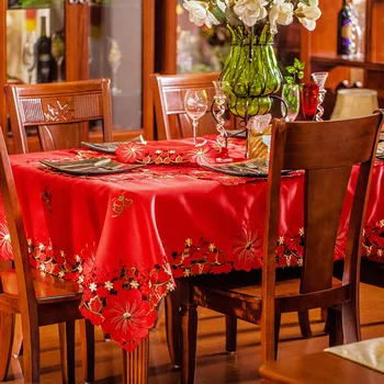 Ткань для стола, чайный столик, настольный флаг, вышитая сельская местность в европейском стиле, роскошный красный прямоугольник высокого класса