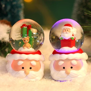 Хрустальный шар с рождественским освещением Создает атмосферу Рождества, шары из смолы для украшения дома, комнаты, Рождественского подарка