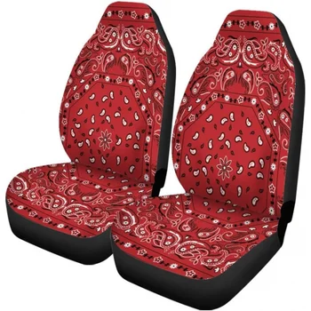 Чехлы для автомобильных сидений с красочным рисунком, классический шарф с красным пейсли, бандана с абстрактным рисунком, набор из 2 аксессуаров, протекторы, автомобильный декор Универсальный