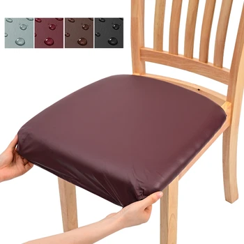 Чехлы для подушек сидений из искусственной кожи, Водонепроницаемый чехол для сиденья обеденного стула, Эластичный чехол для стульев для кухни, эластичный протектор подушки сиденья