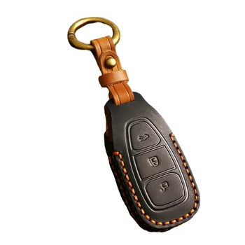 Чехол для ключей от автомобиля, прочный кожаный чехол для дистанционного управления ключами от автомобиля для Ford Fiesta Focus 3 4 MK3 Универсальная совместимость