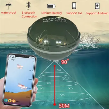 Эхолот для поиска рыбы на смартфоне Bluetooth Интеллектуальный эхолот для визуальной ловли рыбы Беспроводной эхолот-эхолот для поиска рыбы